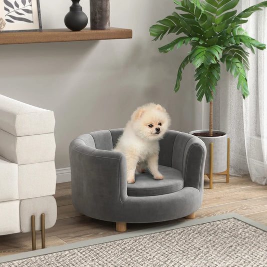 Cozy Pet Lounge for Small Dogs & Cats with Removable Cushion – Grey