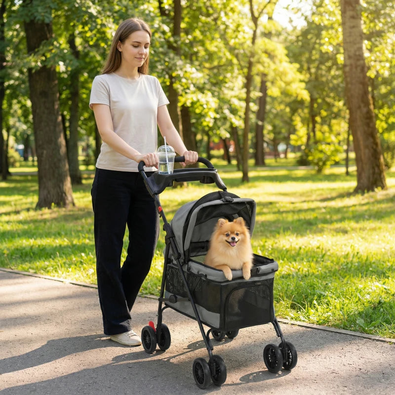 Urban Glide Pet Stroller – 2-in-1 Foldable Pet Carrier, Up to 10 kg, Grey