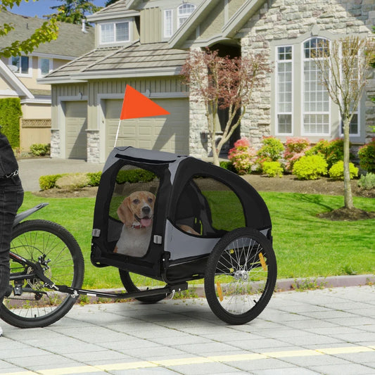 Dog Bicycle Trailer with Roll-Up Cover & Mesh Windows, 20 kg Capacity