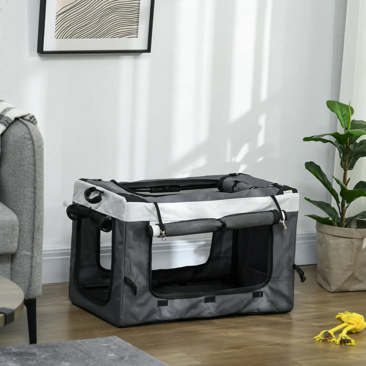 Foldable Pet Stroller 2-in-1 with Removable Carrier Basket - Grey