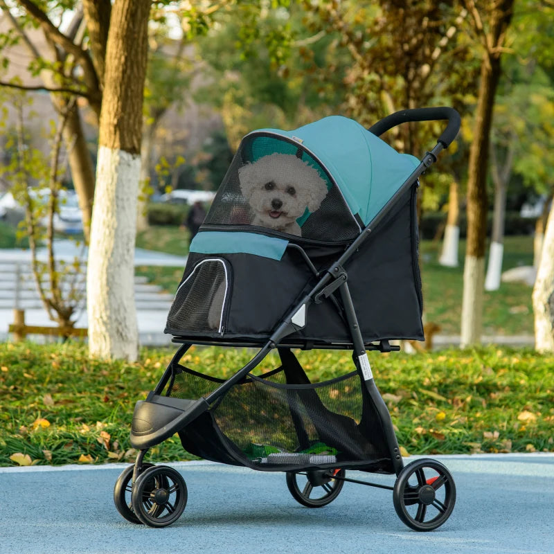 All-Weather Foldable Pet Stroller with Rain Cover
