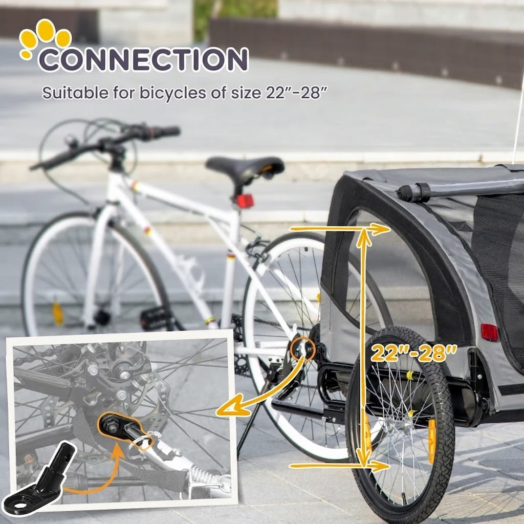 Dog Bicycle Trailer with Roll-Up Cover & Mesh Windows, 20 kg Capacity
