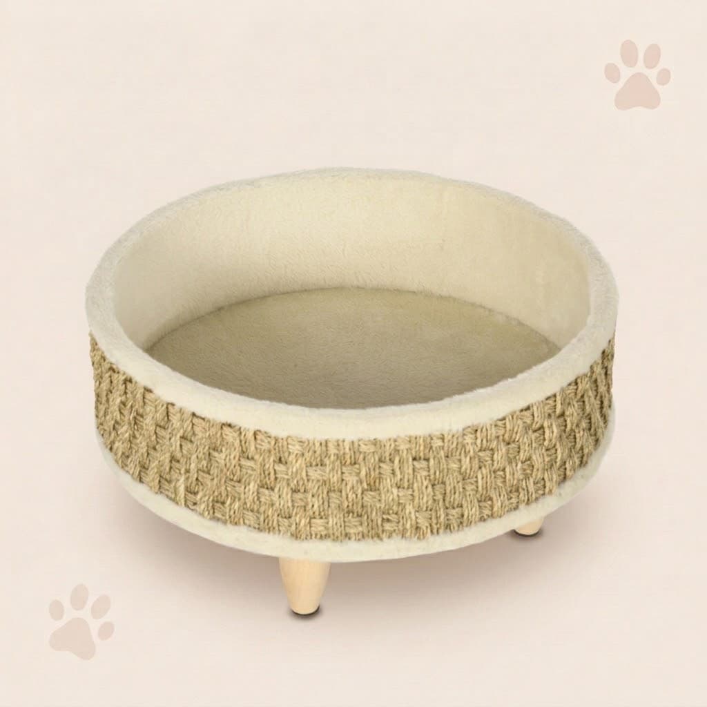 Elevated Woven Pet Lounge for Cats & Small Dogs