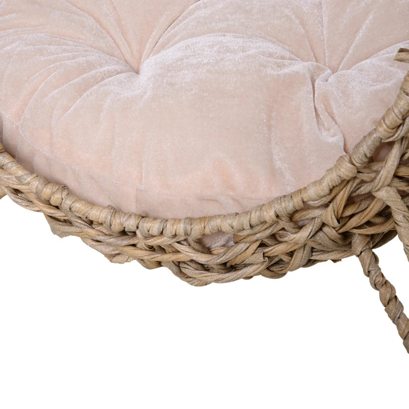 Rattan Cat Lounge Bed with Cushion - Beige