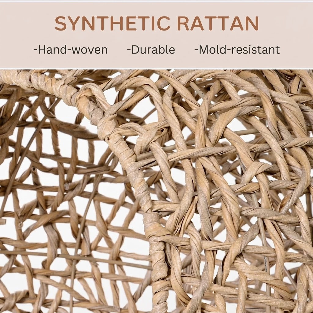 Rattan Cat Lounge Bed with Cushion - Beige