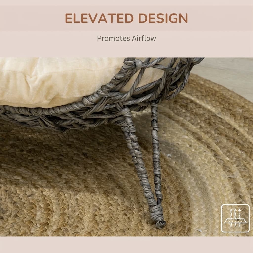 Rattan Cat Lounge Bed with Cushion - Antracit