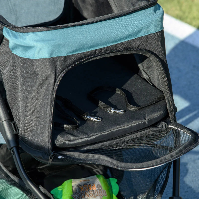 All-Weather Foldable Pet Stroller with Rain Cover