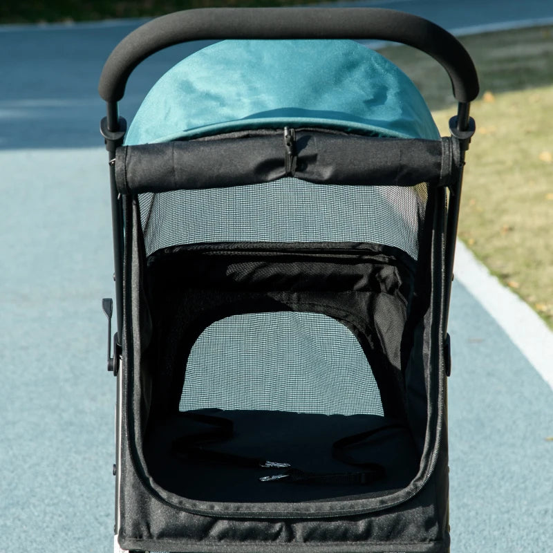 All-Weather Foldable Pet Stroller with Rain Cover