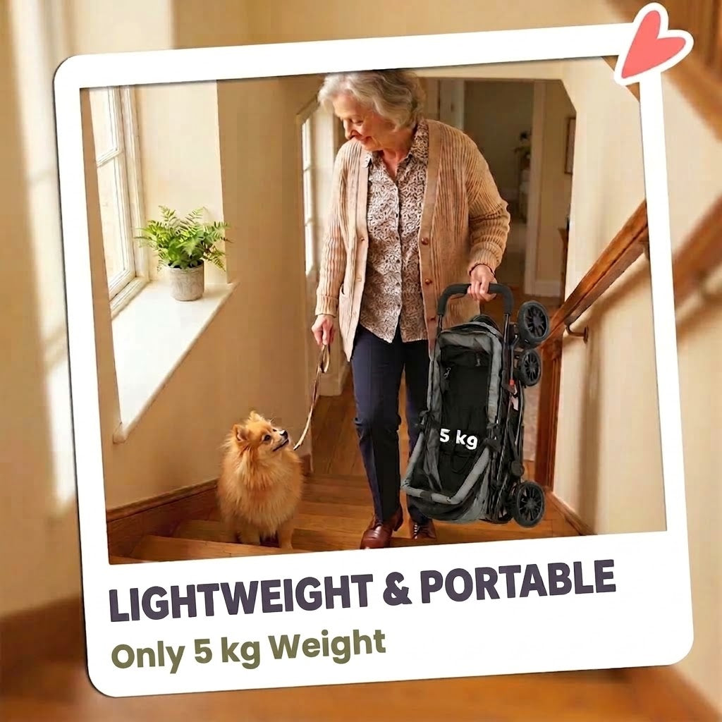 Urban Glide Pet Stroller – 2-in-1 Foldable Pet Carrier, Up to 10 kg, Grey