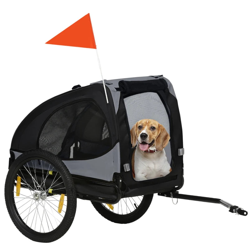 Dog Bicycle Trailer with Roll-Up Cover & Mesh Windows, 20 kg Capacity