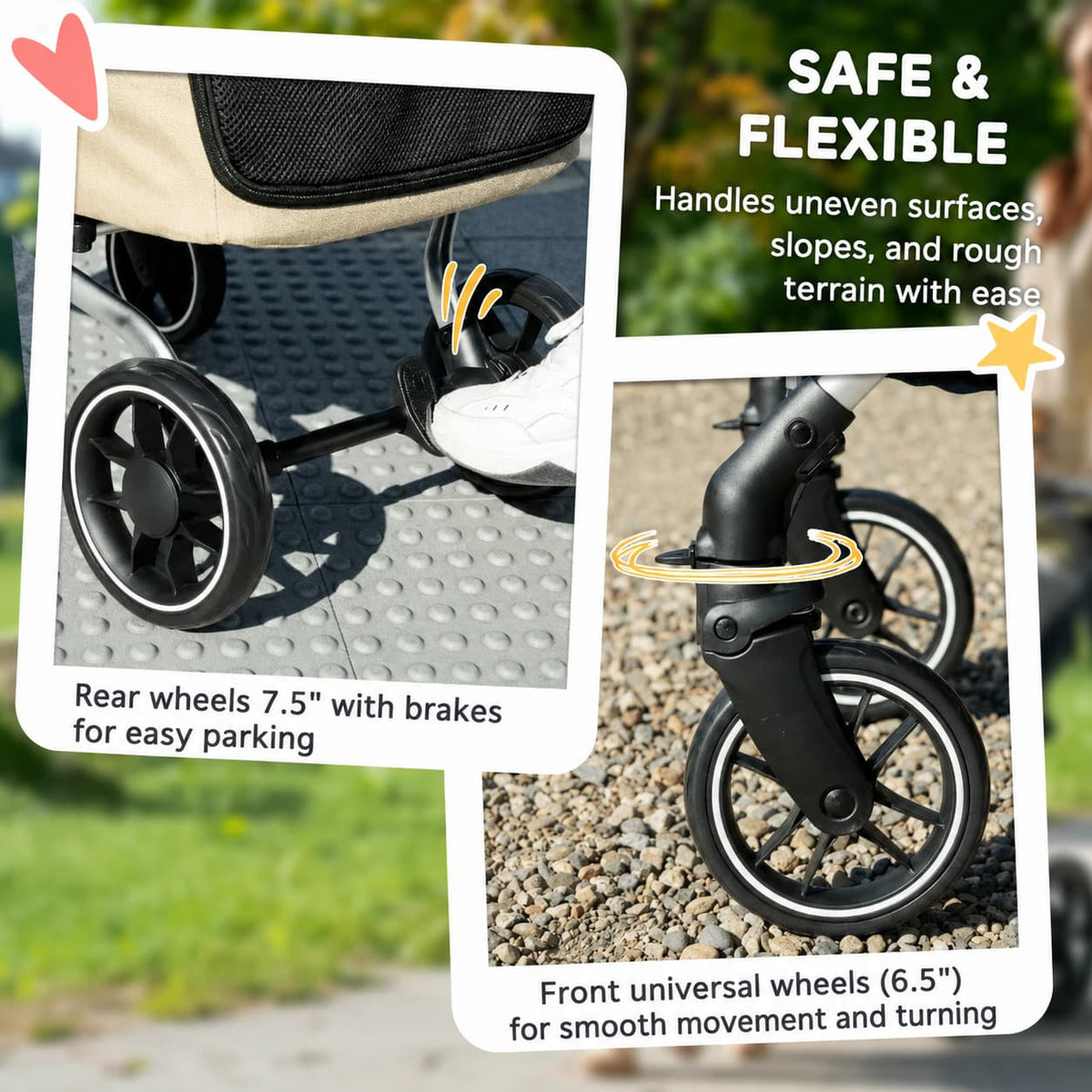 Lightweight Folding Pet Stroller – Khaki Edition