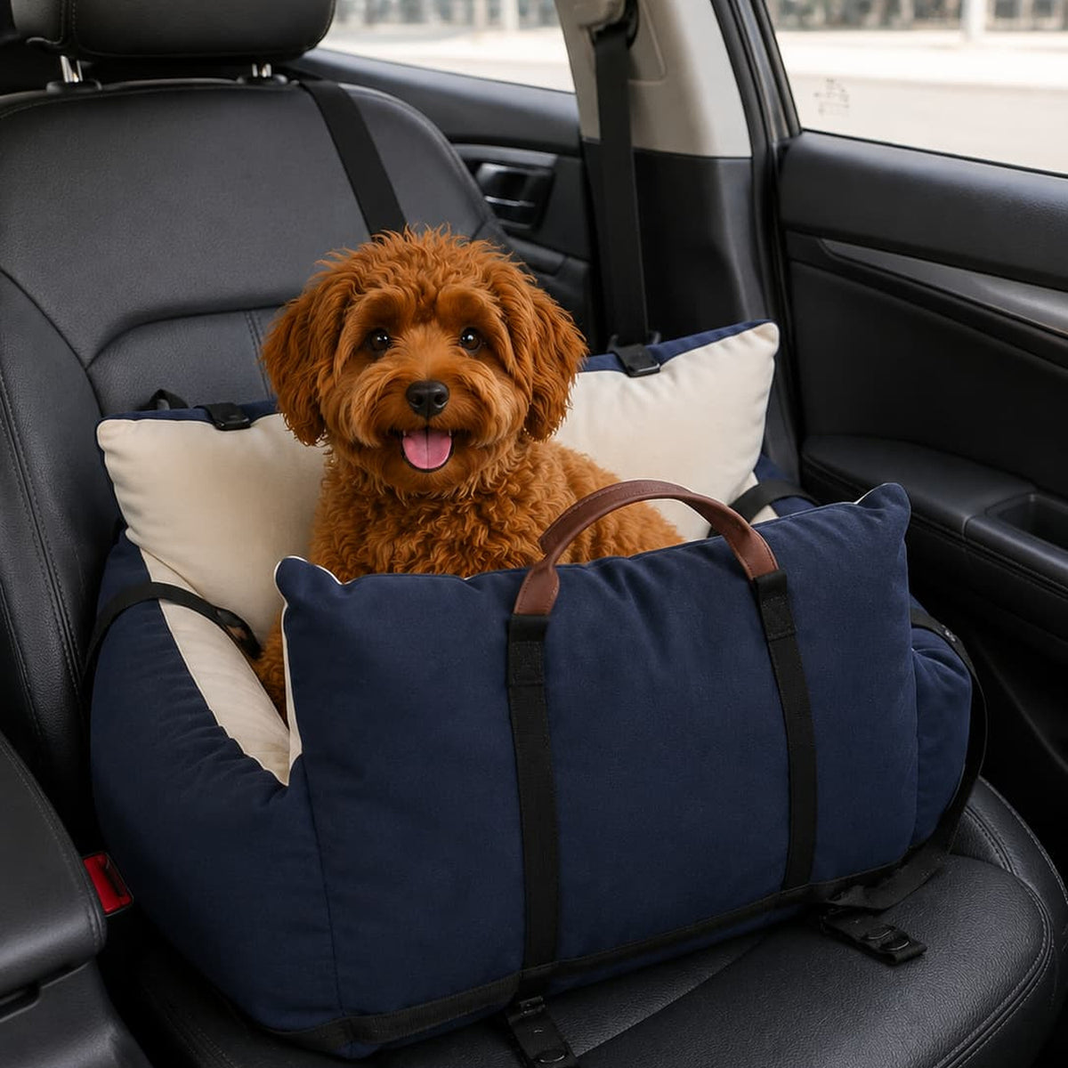 Small Pet Car Seat with Safety Tethers & Washable Cover - Up to 5kg