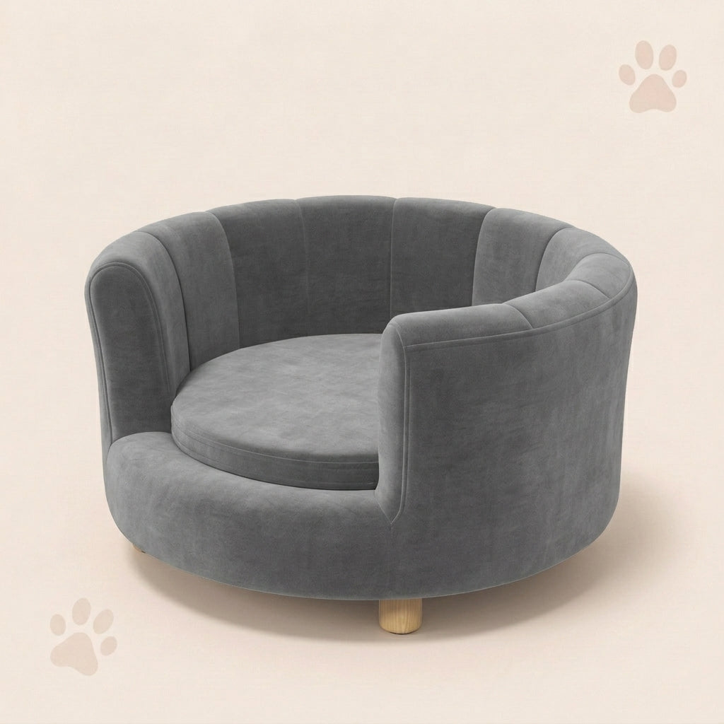 Cozy Pet Lounge for Small Dogs & Cats with Removable Cushion – Grey