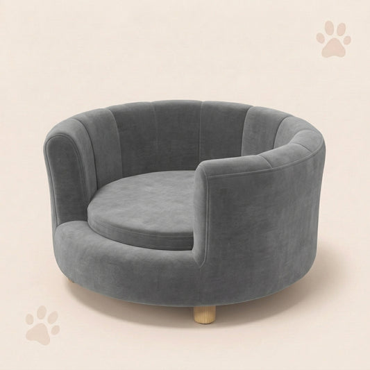 Cozy Pet Lounge for Small Dogs & Cats with Removable Cushion – Grey