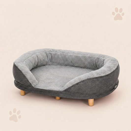 Elevated Pet Lounge with Removable Washable Cover – Grey