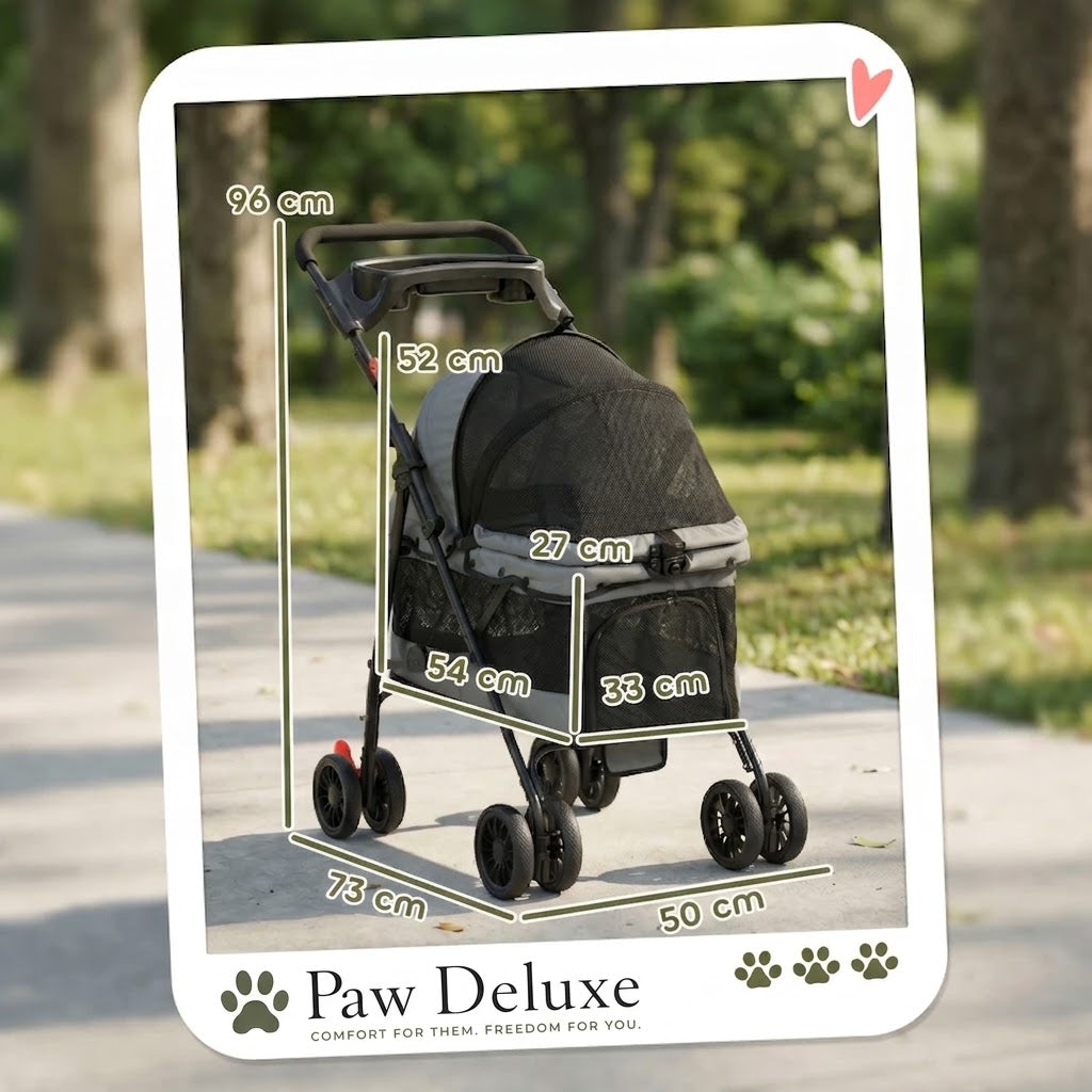 Urban Glide Pet Stroller – 2-in-1 Foldable Pet Carrier, Up to 10 kg, Grey