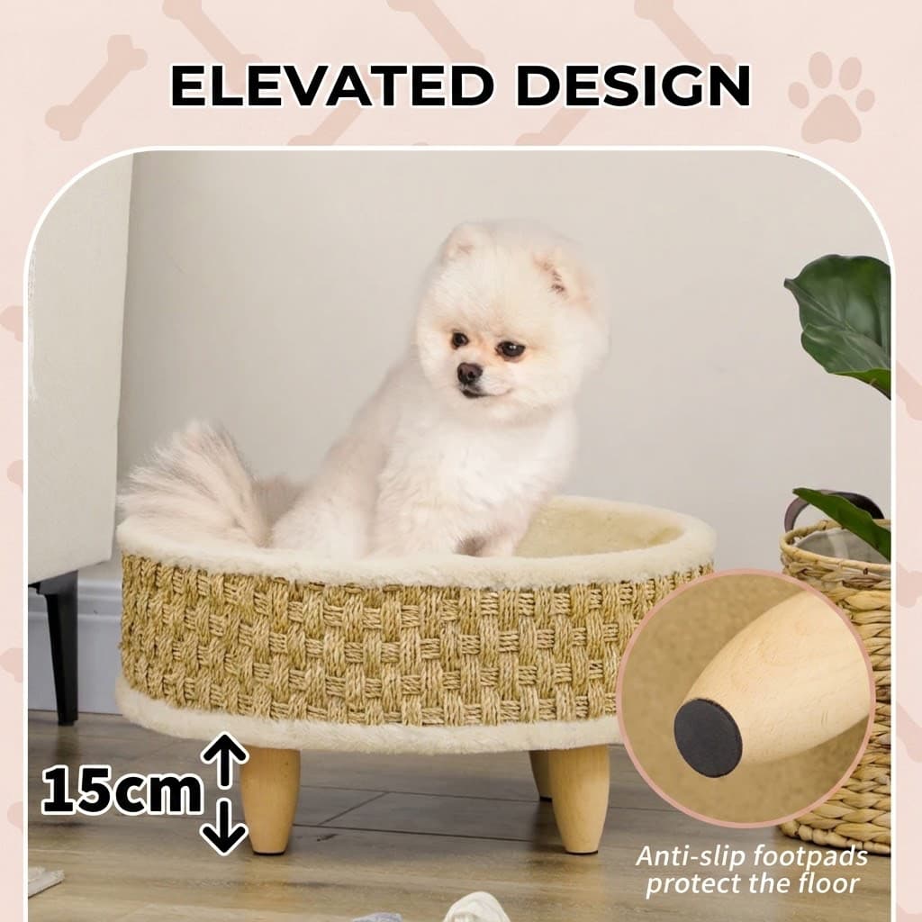 Elevated Woven Pet Lounge for Cats & Small Dogs