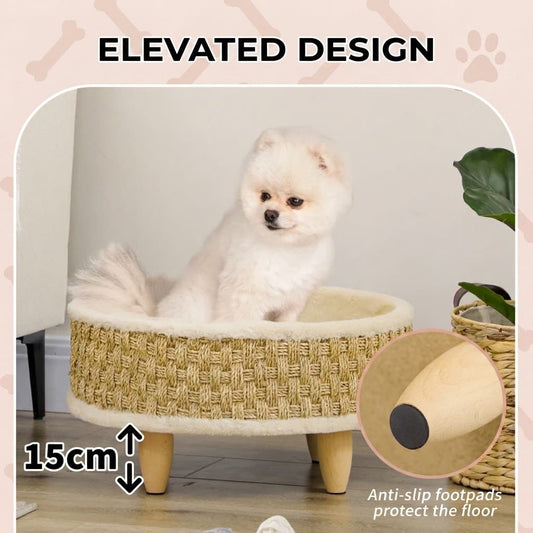 Elevated Woven Pet Lounge for Cats & Small Dogs