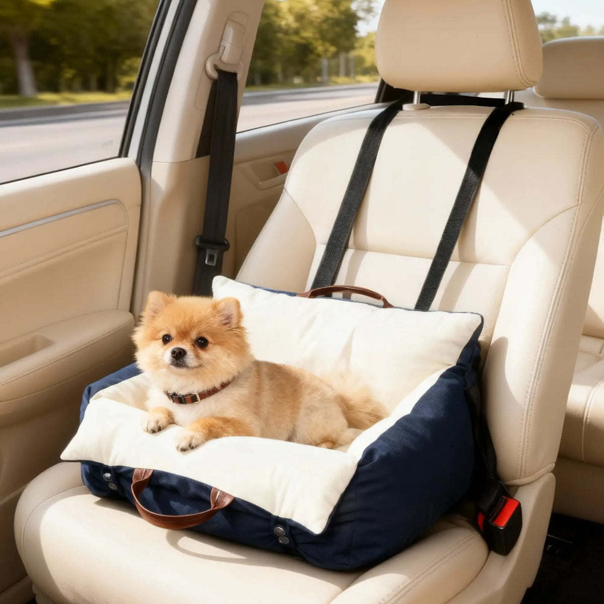 Small Pet Car Seat with Safety Tethers & Washable Cover - Up to 5kg