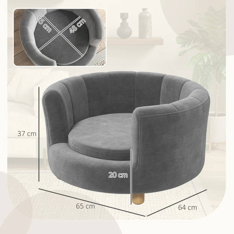 Cozy Pet Lounge for Small Dogs & Cats with Removable Cushion – Grey