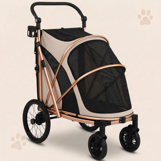 Large Foldable Pet Stroller for Dogs up to 20kg with All-Terrain Wheels