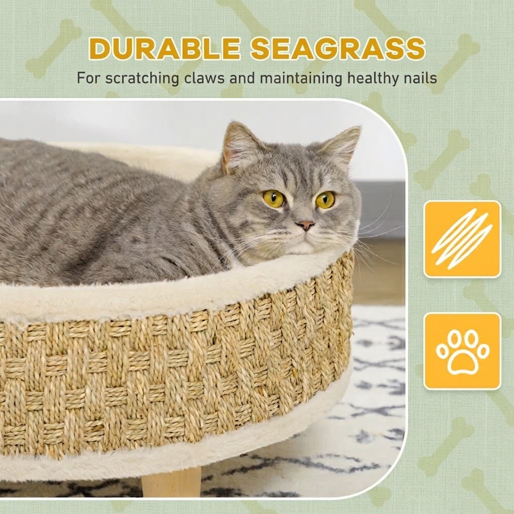Elevated Woven Pet Lounge for Cats & Small Dogs