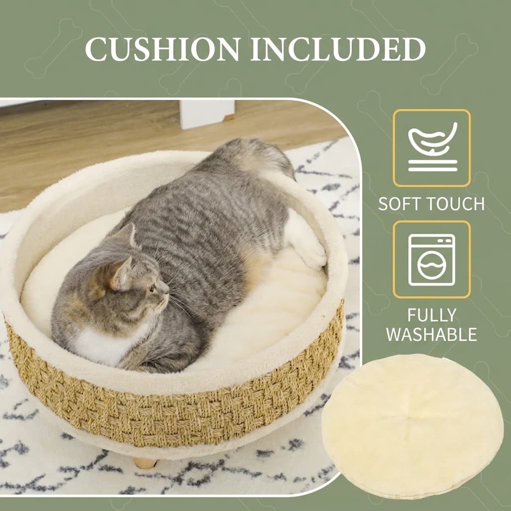 Elevated Woven Pet Lounge for Cats & Small Dogs